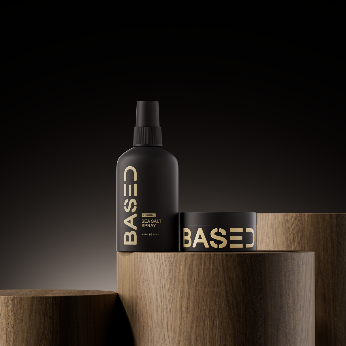 BASED Beachy Flow Duo on wooden plinths
