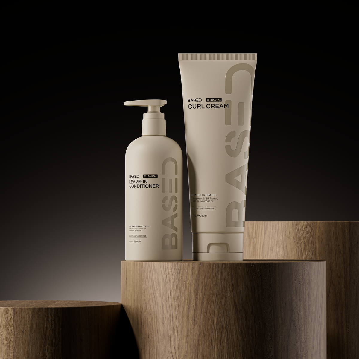 BASED Curly Duo on wooden plinths