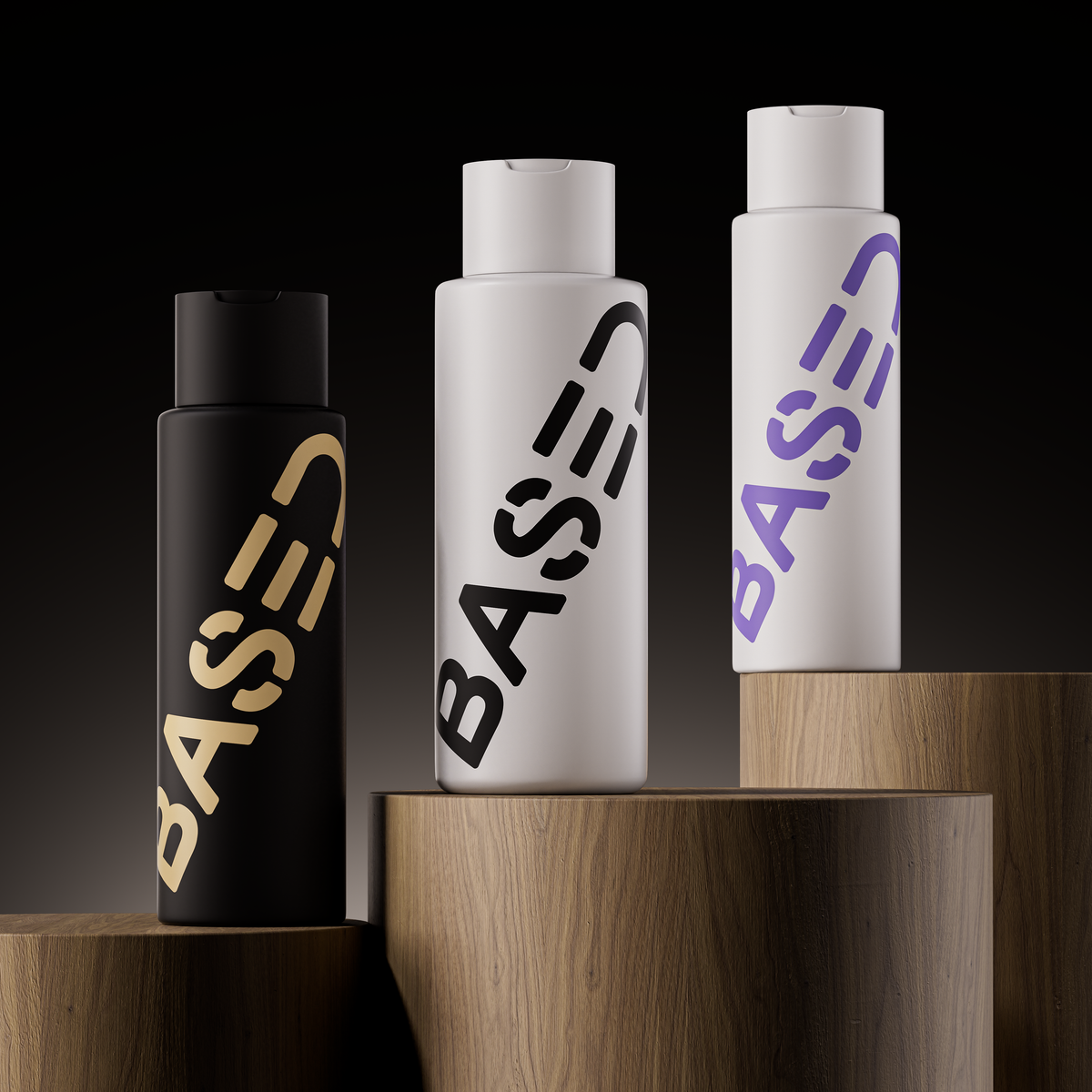 BASED Shower Essentials on wooden plinths