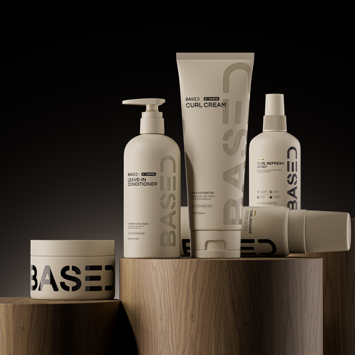 BASED Complete Curly Kit on wooden plinths