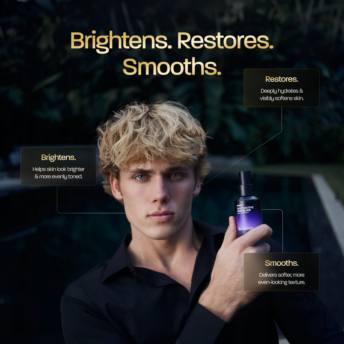 BASED Multi-Active Skin Elixir benefits: brightens, restores and smooths