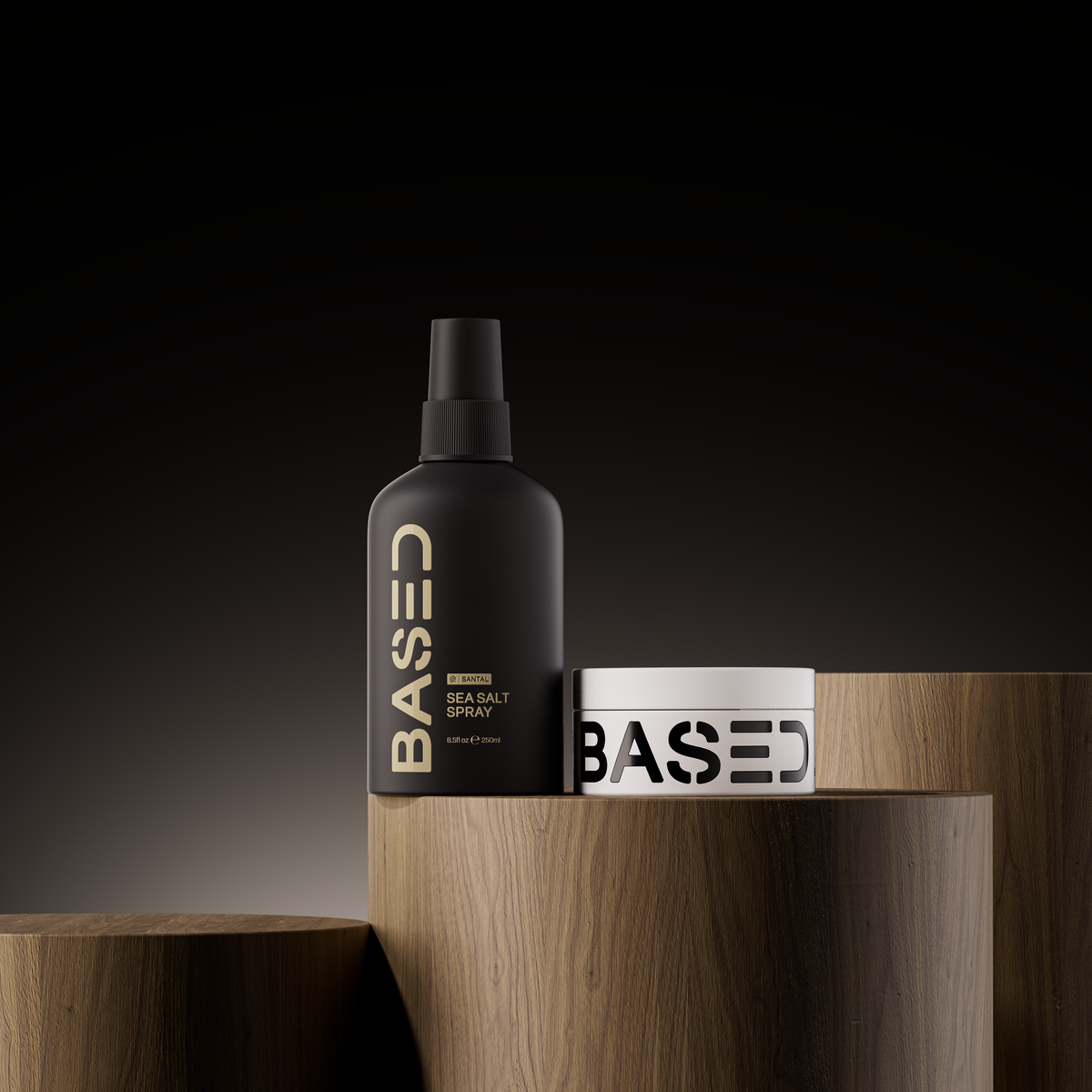 BASED Texture & Hold Duo on wooden plinths